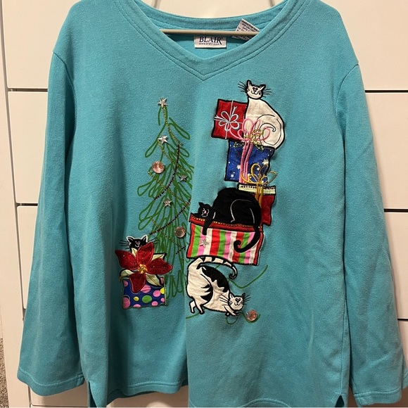 Vintage Cat Christmas Sweater Crewneck - Picture 2 of 7